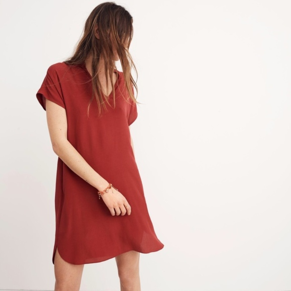 Madewell Bicoastal Dress in Crimson